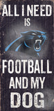 Carolina Panthers Wood Sign - Football and Dog 6"x12" - Team Fan Cave