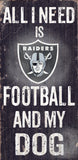 Las Vegas Raiders Wood Sign - Football and Dog 6"x12" - Team Fan Cave