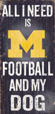 Michigan Wolverines Wood Sign - Football and Dog 6"x12"