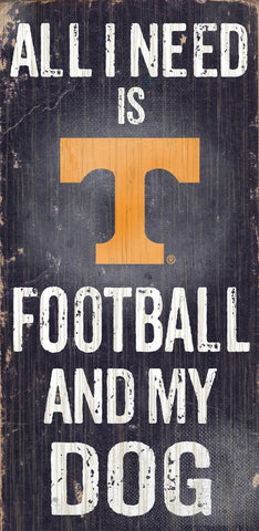 Tennessee Volunteers Wood Sign - Football and Dog 6"x12" - Team Fan Cave