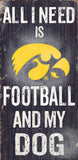 Iowa Hawkeyes Wood Sign - Football and Dog 6x12 - Team Fan Cave