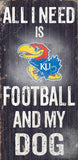 Kansas Jayhawks Wood Sign - Football and Dog 6x12 - Special Order - Team Fan Cave