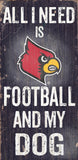 Louisville Cardinals Wood Sign - Football and Dog 6x12 - Special Order - Team Fan Cave