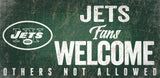 New York Jets Wood Sign Fans Welcome 12x6 - Special Order - Team Fan Cave
