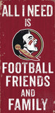 Florida State Seminoles Sign Wood 6x12 Football Friends and Family Design Color - Special Order - Team Fan Cave