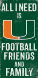 Miami Hurricanes Sign Wood 6x12 Football Friends and Family Design Color - Special Order - Team Fan Cave