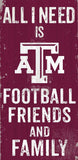 Texas A&M Aggies Sign Wood 6x12 Football Friends and Family Design Color - Special Order - Team Fan Cave