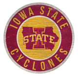 Iowa State Cyclones Sign Wood 12 Inch Round State Design - Team Fan Cave
