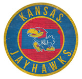 Kansas Jayhawks Sign Wood 12 Inch Round State Design - Special Order - Team Fan Cave
