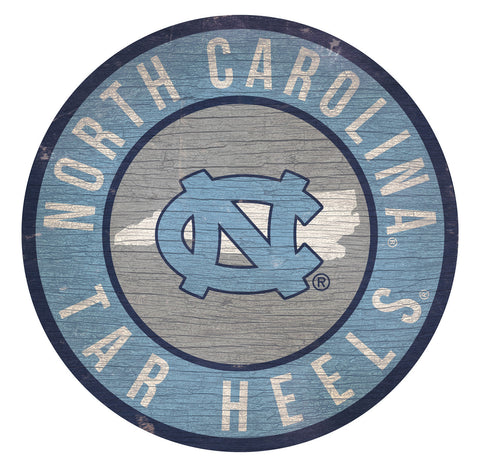 North Carolina Tar Heels Sign Wood 12 Inch Round State Design - Special Order - Team Fan Cave
