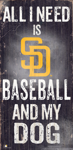 San Diego Padres Sign Wood 6x12 Baseball and Dog Design - Team Fan Cave