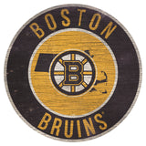 Boston Bruins Sign Wood 12 Inch Round State Design - Team Fan Cave