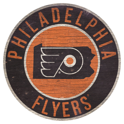Philadelphia Flyers Sign Wood 12 Inch Round State Design - Team Fan Cave