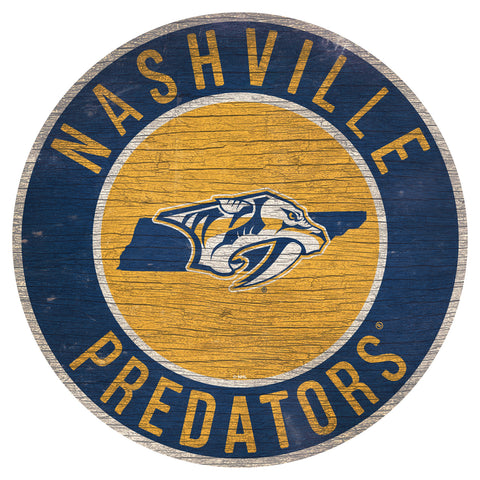 Nashville Predators Sign Wood 12 Inch Round State Design - Team Fan Cave
