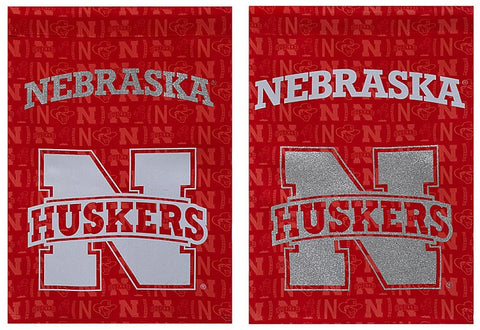 Nebraska Cornhuskers Suede Glitter Accented Double Sided Garden Flag - Team Fan Cave