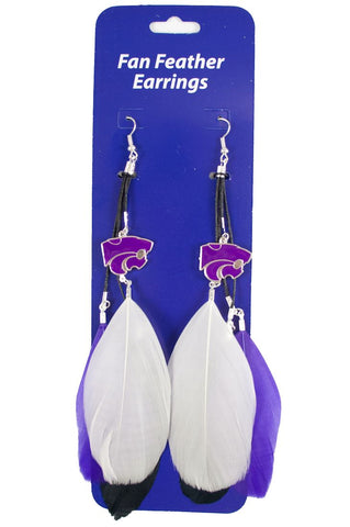 Kansas State Wildcats Team Color Feather Earrings - Team Fan Cave