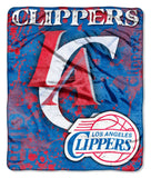 Los Angeles Clippers Blanket 50x60 Raschel Drop Down Design - Team Fan Cave