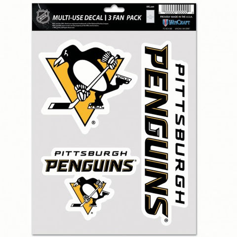 Pittsburgh Penguins Decal Multi Use Fan 3 Pack - Team Fan Cave