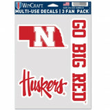 Nebraska Cornhuskers Decal Multi Use Fan 3 Pack Special Order