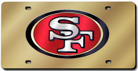 San Francisco 49ers License Plate Laser Cut Gold - Team Fan Cave