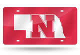 Nebraska Cornhuskers License Plate Laser Cut Red