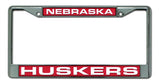 Nebraska Cornhuskers License Plate Frame Laser Cut Chrome - Team Fan Cave
