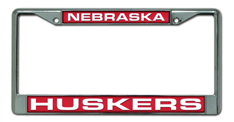 Nebraska Cornhuskers License Plate Frame Laser Cut Chrome - Team Fan Cave