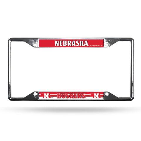 Nebraska Cornhuskers License Plate Frame Chrome EZ View - Team Fan Cave
