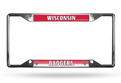 Wisconsin Badgers License Plate Frame Chrome EZ View - Team Fan Cave