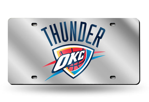 Oklahoma City Thunder License Plate Laser Cut Silver - Team Fan Cave