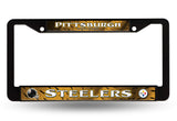 Pittsburgh Steelers License Plate Frame Chrome Black New - Team Fan Cave