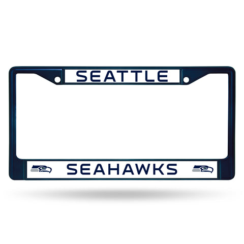 Seattle Seahawks License Plate Frame Metal Navy - Team Fan Cave