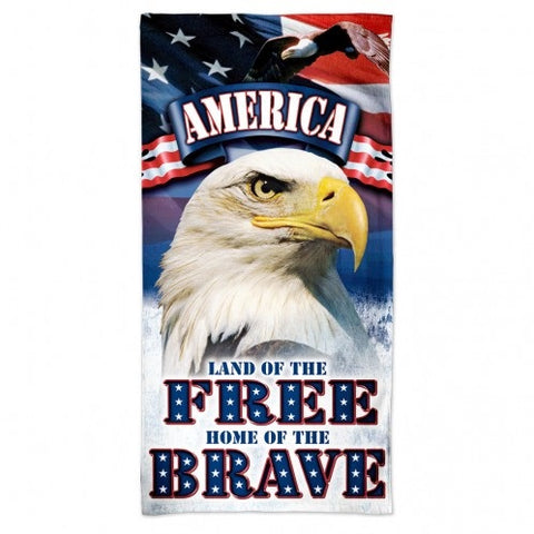 America Towel 30x60 Beach Style Land of the Free Home of the Brave Design - Special Order - Team Fan Cave